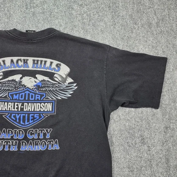 Harley Davidson T Shirt Mens XL Black 1995 Sturgis Black Hills Rally Vintage Tee - Picture 11 of 16